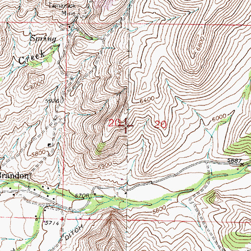 Topographic Map of Flamm Ranch Number 2 Mine, MT
