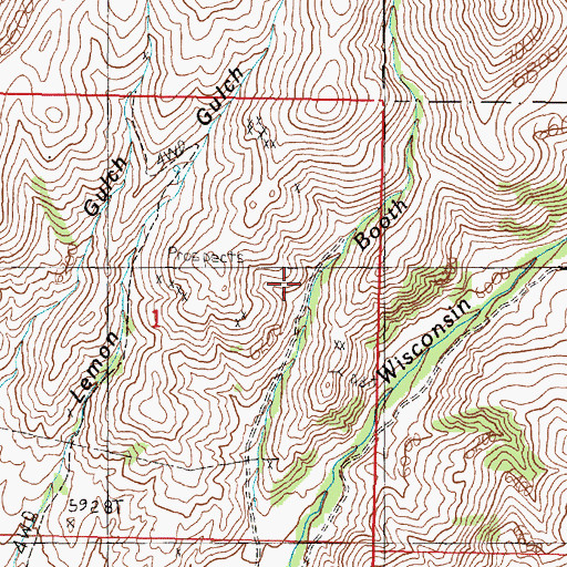 Topographic Map of Booth Creek Mine, MT