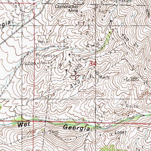 Topographic Map of Whiskey Jack Mine, MT