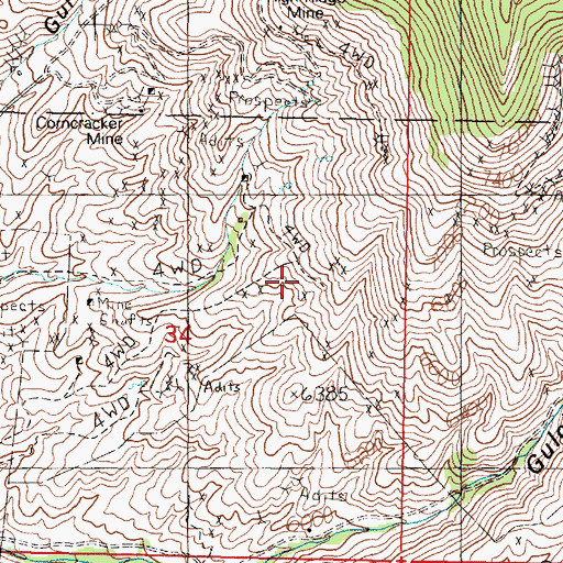 Topographic Map of Keynote Mine, MT