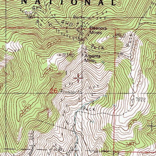 Topographic Map of NW SE Section 26 Mine, MT