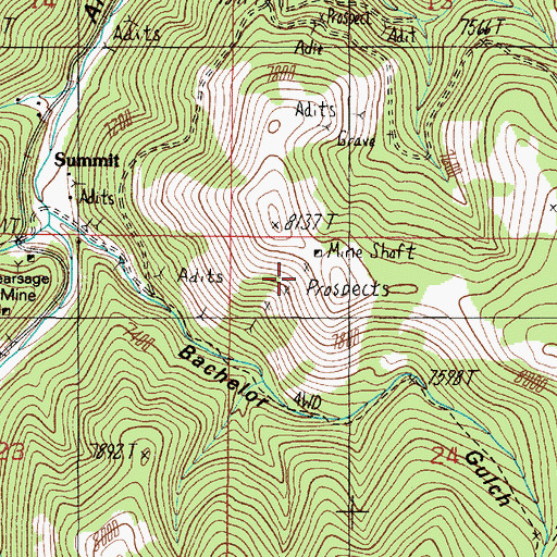 Topographic Map of Ore Cash Mine, MT