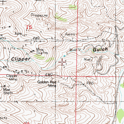 Topographic Map of SE Section 15 Mine, MT
