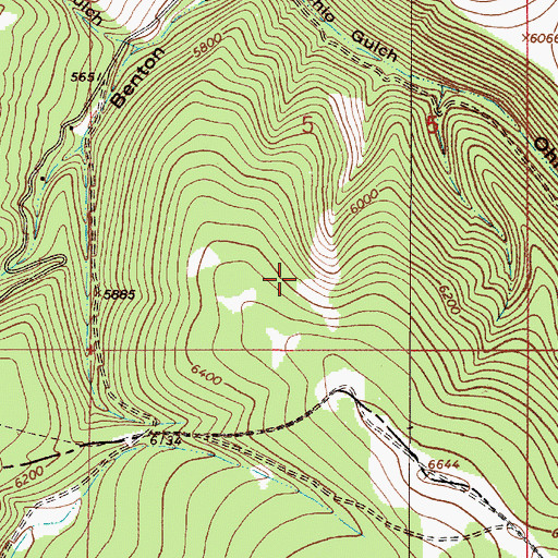 Topographic Map of Benton Gulch Mine, MT