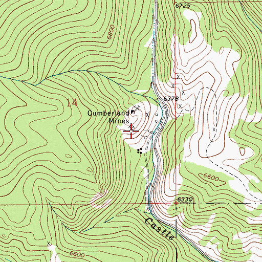 Topographic Map of Cumberland Mine, MT