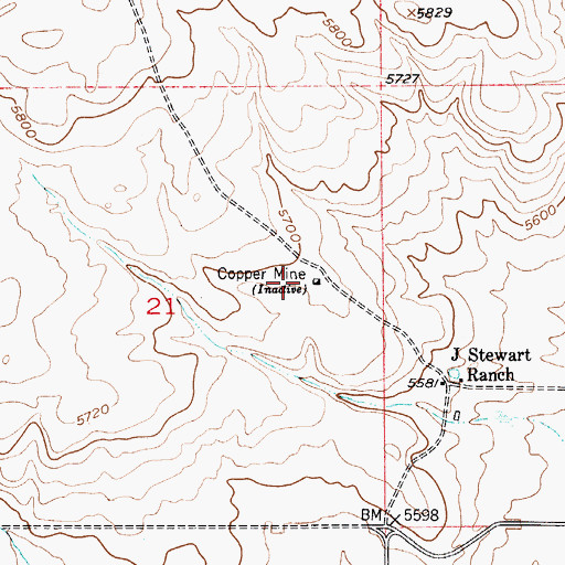 Topographic Map of A-C Ranch Mine, MT