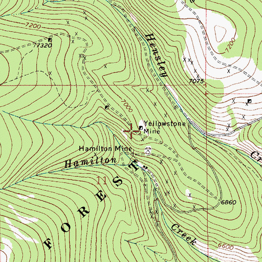Topographic Map of Yellowstone Mine, MT