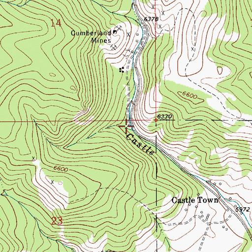 Topographic Map of Cornelius Stone Placer Mine, MT