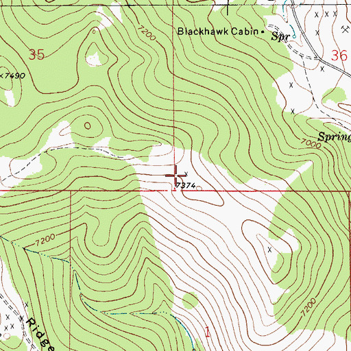 Topographic Map of SW SW Section 36 Mine, MT