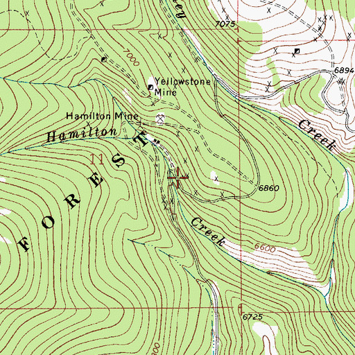 Topographic Map of Great Western Mine, MT