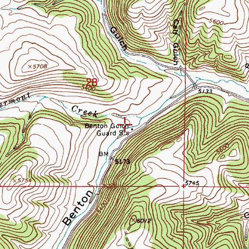 Topographic Map of Vermont Creek Mine, MT