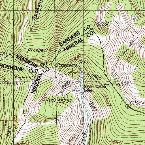 Topographic Map of Silver Cable Mine, MT