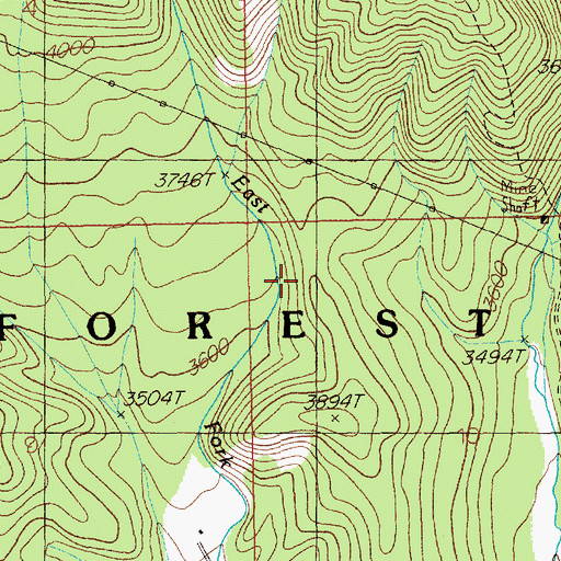 Topographic Map of East Coeur D'Alene Mine, MT