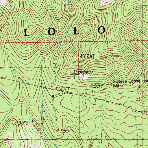 Topographic Map of Black Traveler Mine, MT