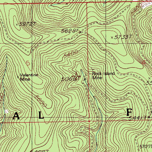 Topographic Map of Rock Island Mine, MT
