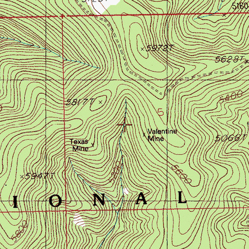 Topographic Map of Valentine Mine, MT