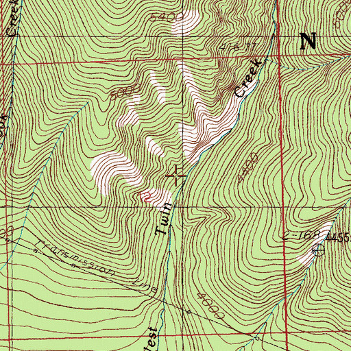 Topographic Map of West Twin Creek Mine, MT