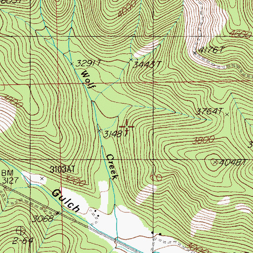 Topographic Map of Wolf Creek Mine, MT