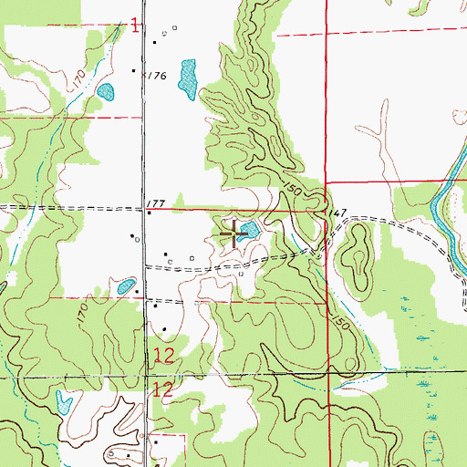 Topographic Map of Bynum Lake, AR