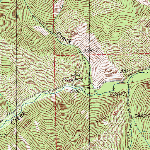 Topographic Map of Bear Creek Mine, MT