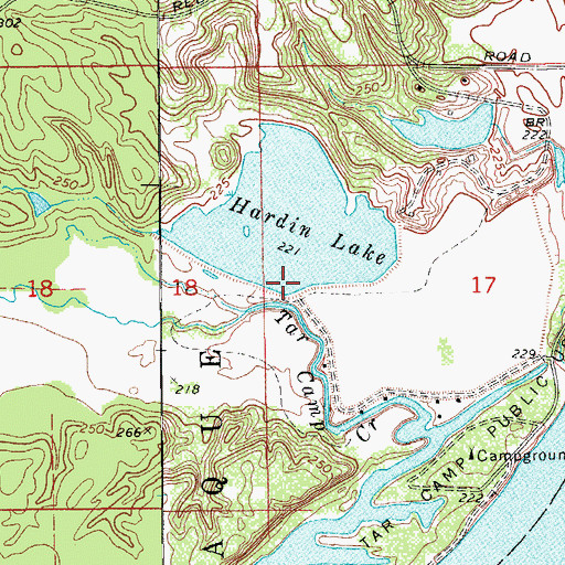 Topographic Map of Hardin Lake Dam, AR