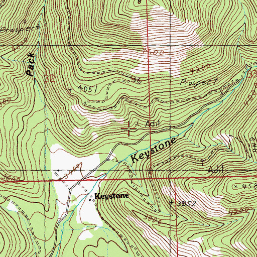 Topographic Map of Keystone Mine, MT