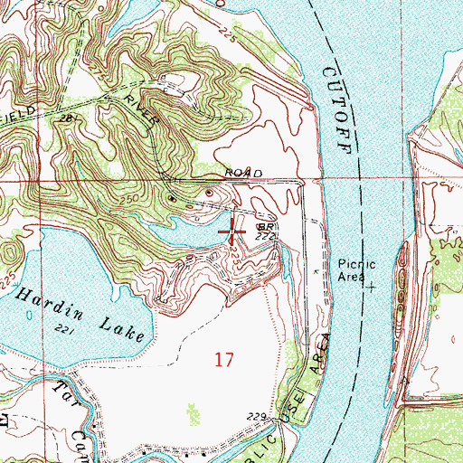 Topographic Map of Hardin Lake Dam Number Two, AR