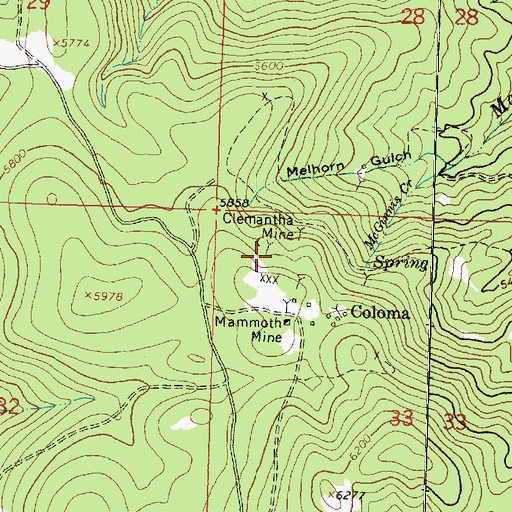 Topographic Map of Clemantha Mine, MT