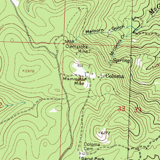 Topographic Map of Mammoth Mine, MT