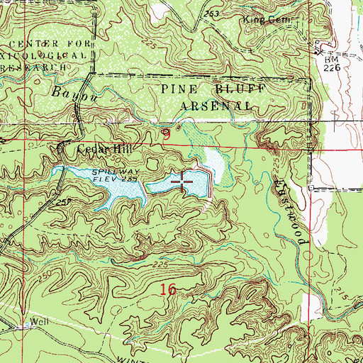 Topographic Map of Arsenal Lake, AR