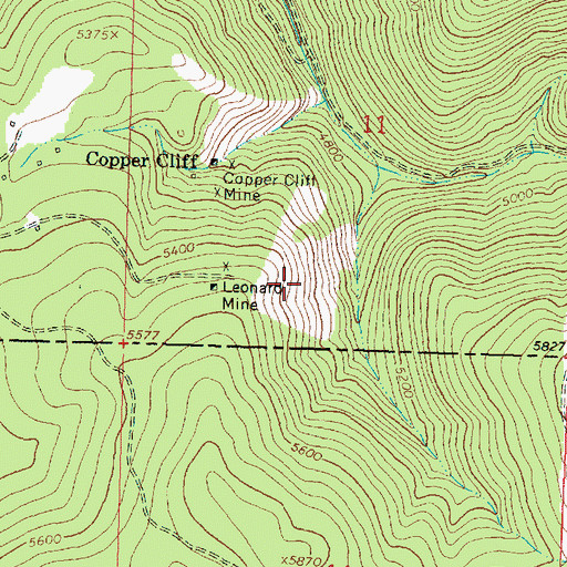 Topographic Map of Leonard Mine, MT