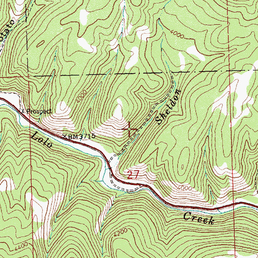 Topographic Map of Sheldon Mine, MT