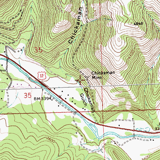Topographic Map of Chickaman Mine, MT