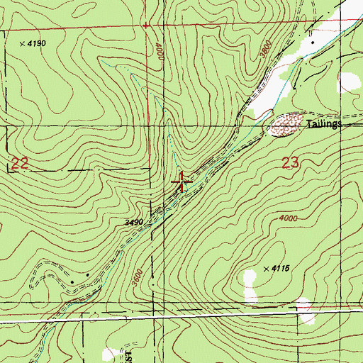 Topographic Map of Kennedy Creek Placer II Mine, MT