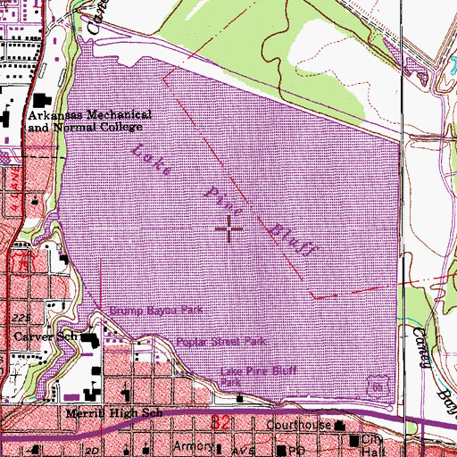 Topographic Map of Lake Pine Bluff, AR