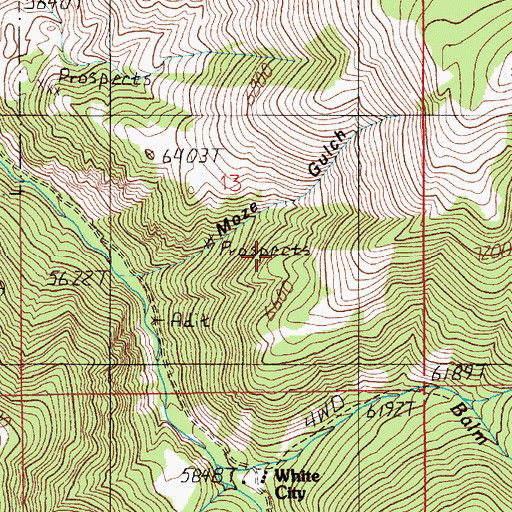 Topographic Map of Ku Klux Mine, MT