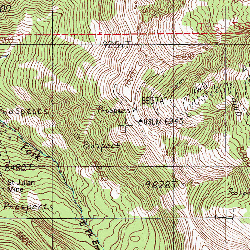 Topographic Map of McAdow Mine, MT