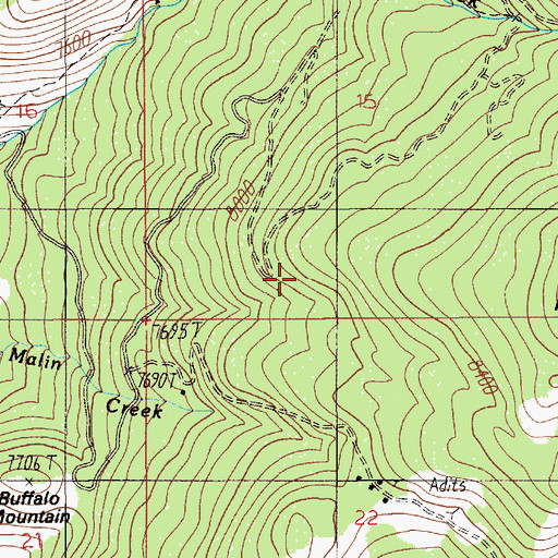 Topographic Map of Sin Nombre Mine, MT