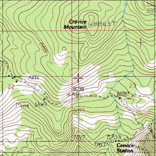 Topographic Map of Tower Grove Mine, MT