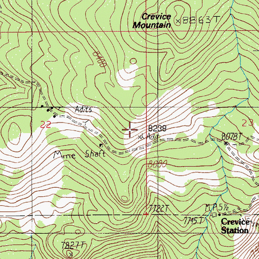 Topographic Map of Vista Mine, MT