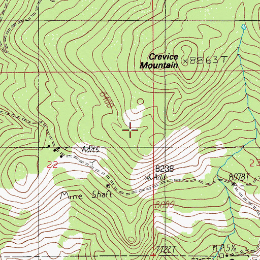 Topographic Map of Bonanza/Kentuck Mine, MT