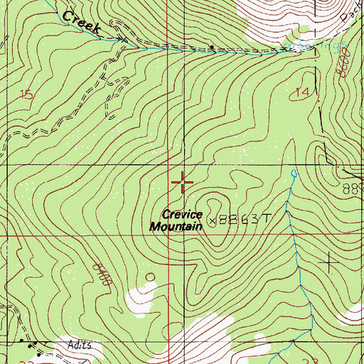 Topographic Map of Jones Cabin Mine, MT