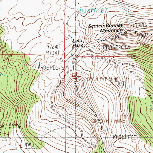 Topographic Map of Upper Lulu Adit Mine, MT