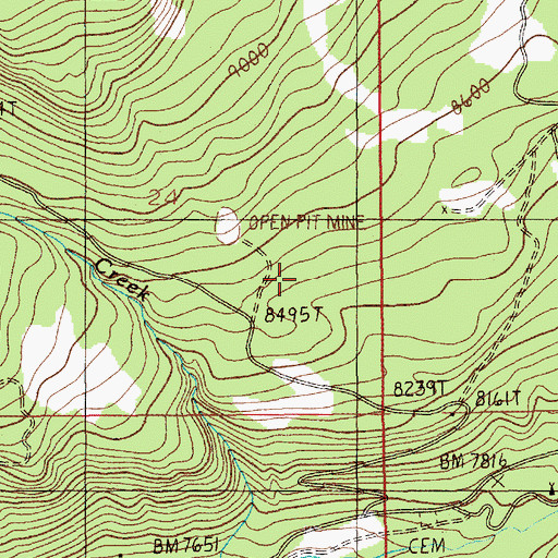 Topographic Map of Lower Alice E Mine, MT