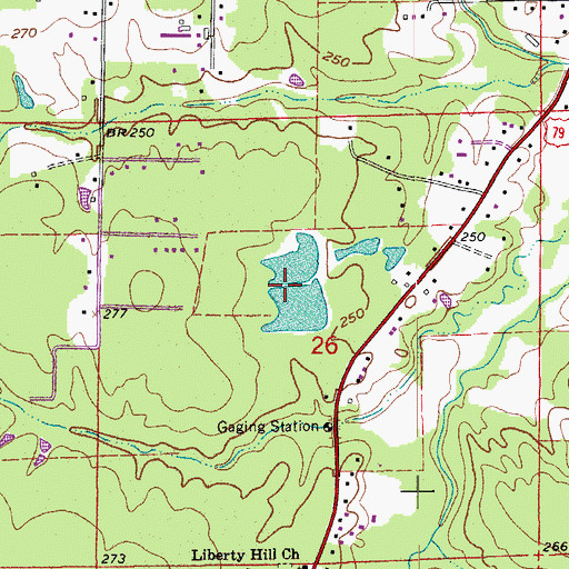 Topographic Map of Oakley Lake Dam, AR