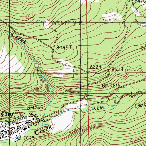 Topographic Map of Miller Creek Number 1 Mine, MT