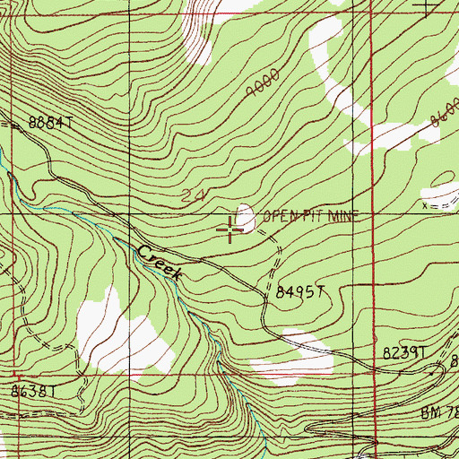 Topographic Map of Upper Alice E Mine, MT