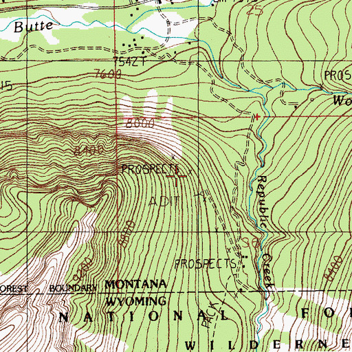 Topographic Map of Erma Number 1 Mine, MT