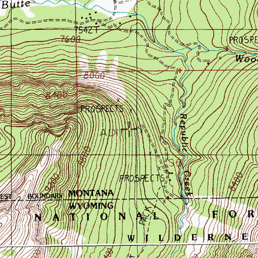 Topographic Map of Erma Number 2 Mine, MT