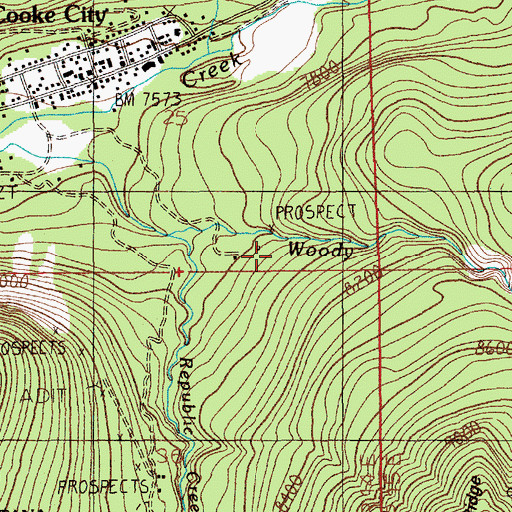 Topographic Map of Mohawk Mine, MT